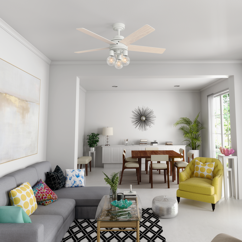 Hunter Hardwick 52-inch Fresh White Ceiling Fan with LED Lights