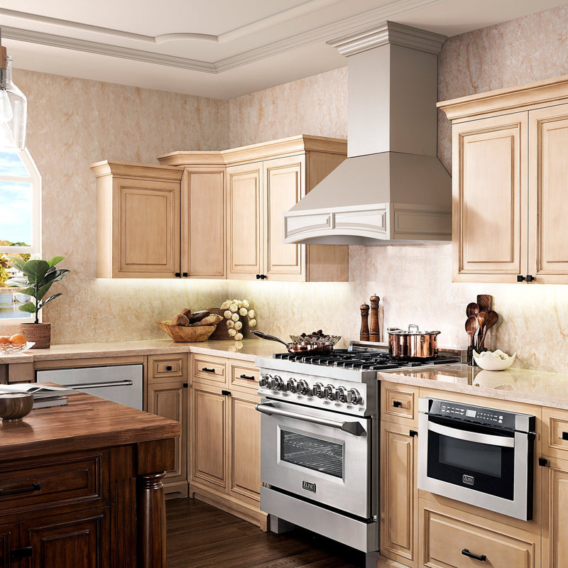 ZLINE Wooden Wall Mount Range Hood in White - Includes Motor