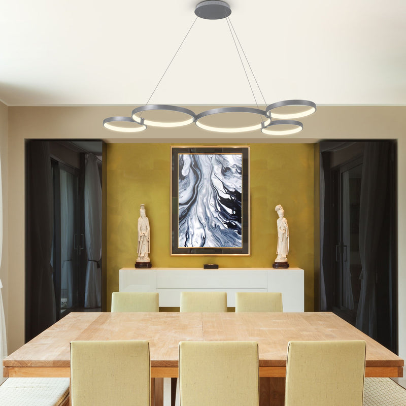 VONN Capella 50" VMC32410AL Multi-Ring LED Chandelier in Silver