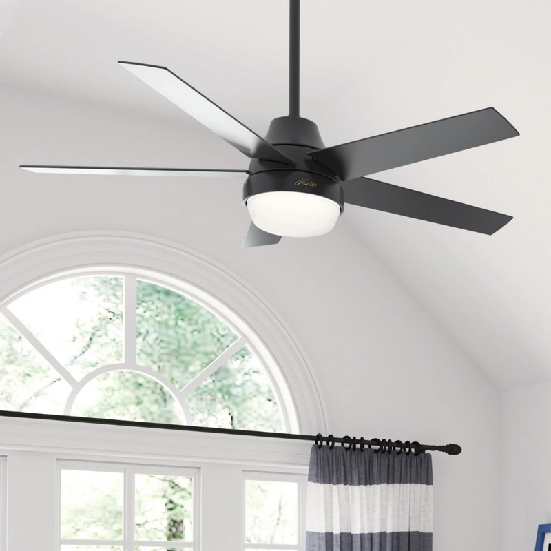 Hunter 52-inch Aerodyne Matte Black Ceiling Fan with LED Light