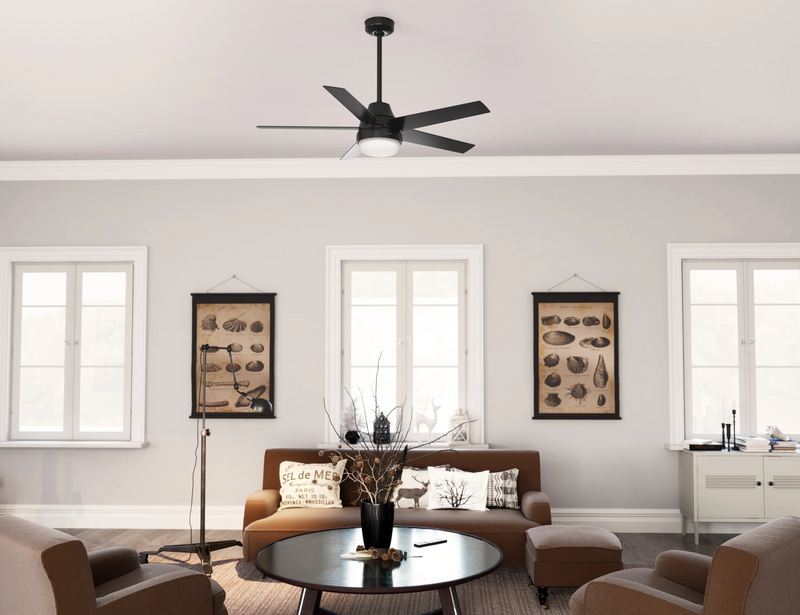 Hunter 52-inch Aerodyne Matte Black Ceiling Fan with LED Light