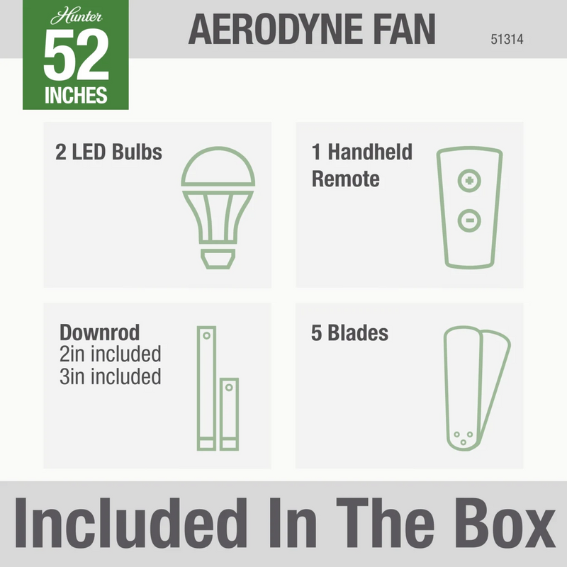 Hunter 52-inch Aerodyne Matte Black Ceiling Fan with LED Light