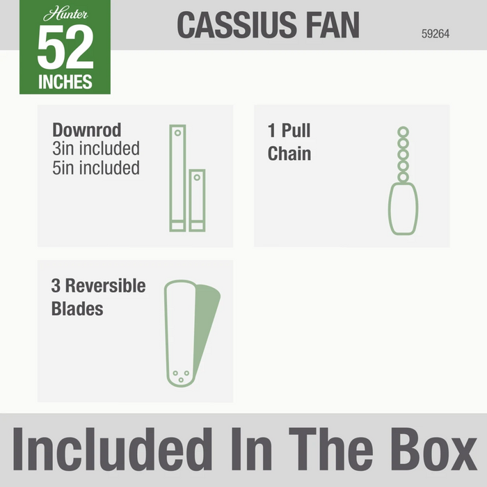 Hunter 52-Inch Cassius Matte Black Outdoor Ceiling Fan - Matte Black