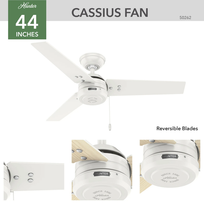 Hunter 44-Inch Cassius Fresh White Outdoor Ceiling Fan