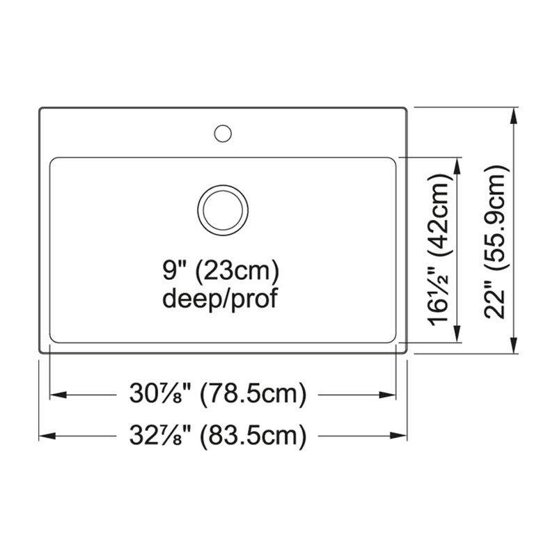 Kindred Brookmore  33" Drop In 1-Hole Single Bowl Stainless Steel Kitchen Sink BSL2233-9-1N