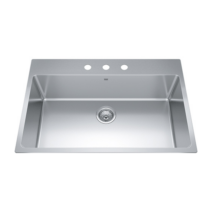 Kindred Brookmore  33" Drop In 3-Hole Single Bowl Stainless Steel Kitchen Sink BSL2233-9-3N