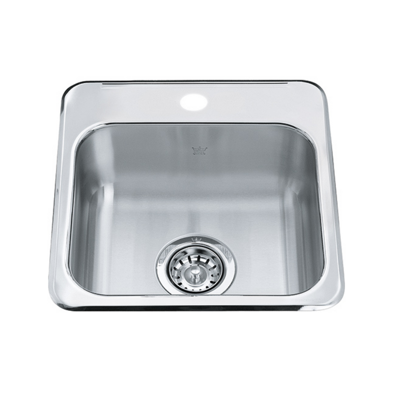 Kindred Steel Queen 15" Drop In 1-Hole Single Bowl Sink QSL1515-6-1N