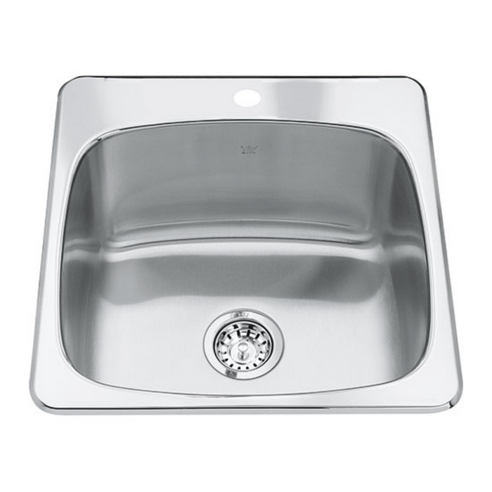 Kindred Steel Queen 20" Drop In 1-Hole Single Bowl Laundry Sink QSL2020-10-1N
