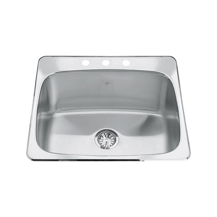 Kindred Steel Queen 26" Drop In 3-Hole Single Bowl Laundry Sink QSL2225-12-3N