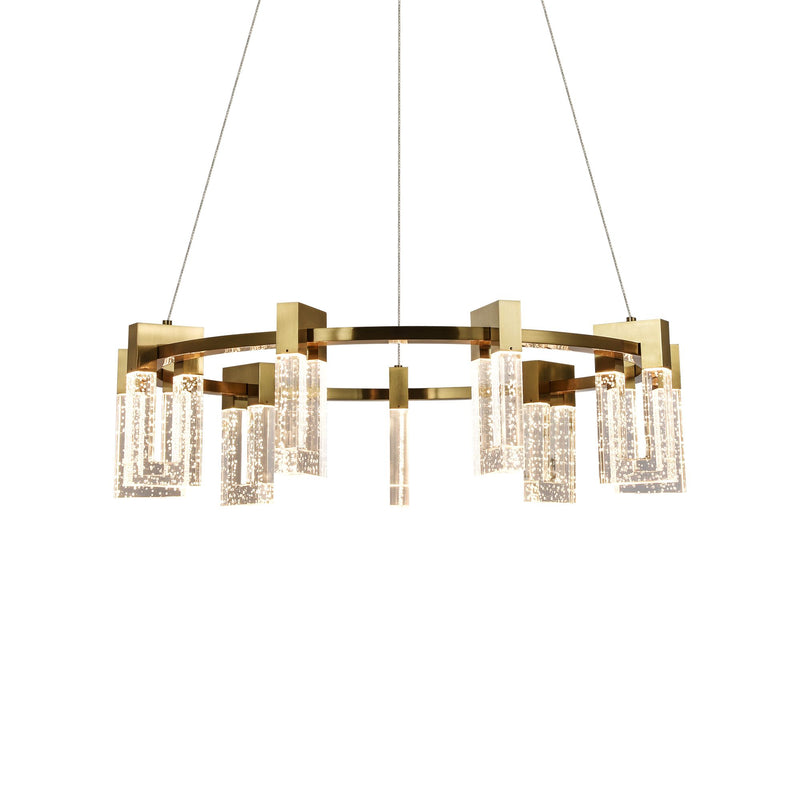 VONN Sorrento 27" VAC3139AB Integrated LED Circular Chandelier with 9 Shades in Antique Brass