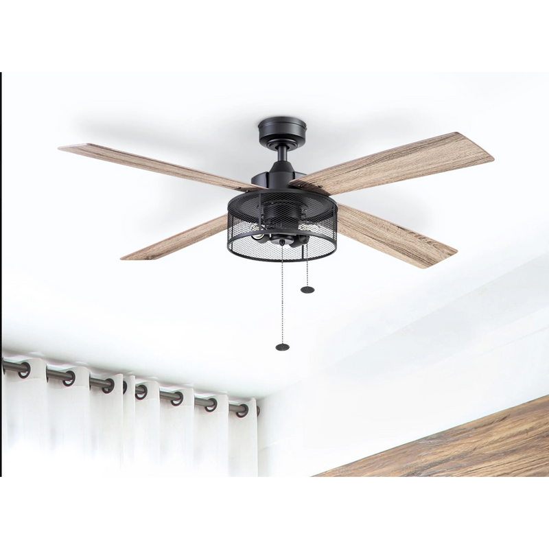Prominence Home 52" Mandino Matt Black Pull Chain Ceiling Fan