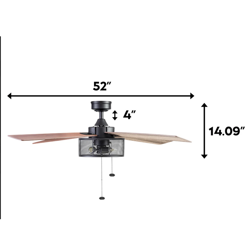 Prominence Home 52" Mandino Matt Black Pull Chain Ceiling Fan