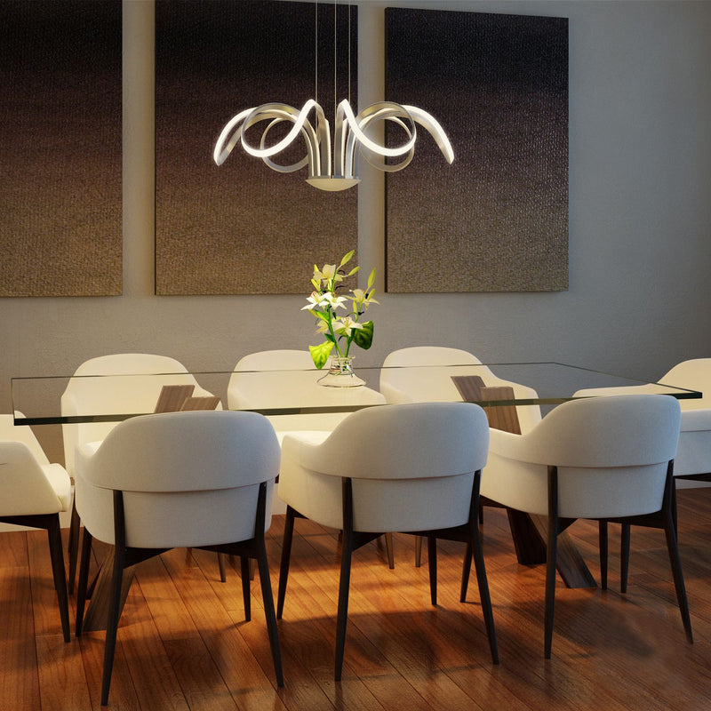 VONN Capella 30" VMC32420AL Multi-Modern Flower-Petal LED Chandelier in Silver