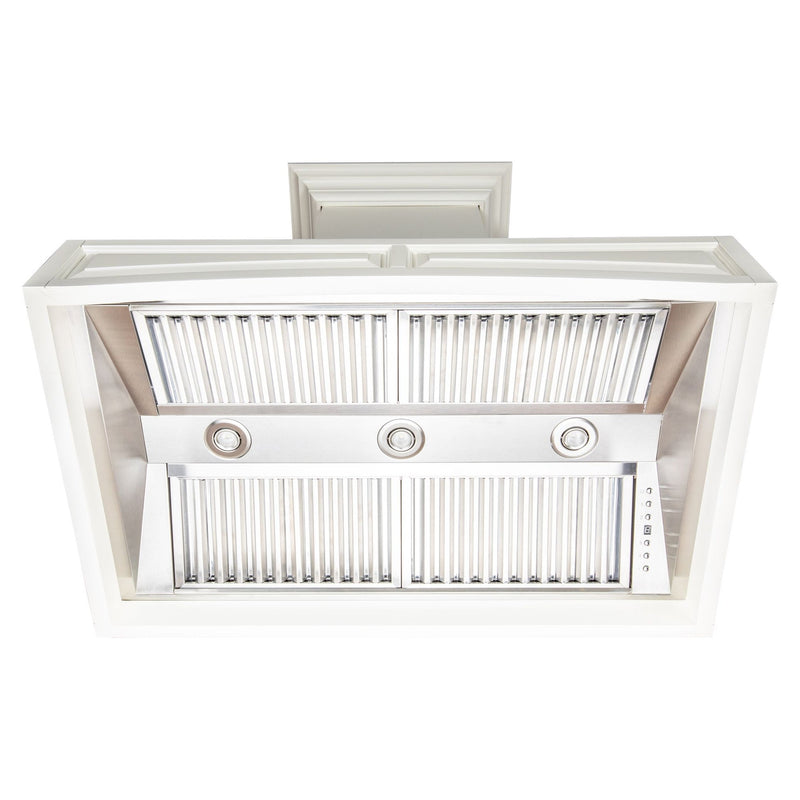 ZLINE Wooden Wall Mount Range Hood in White - Includes Motor