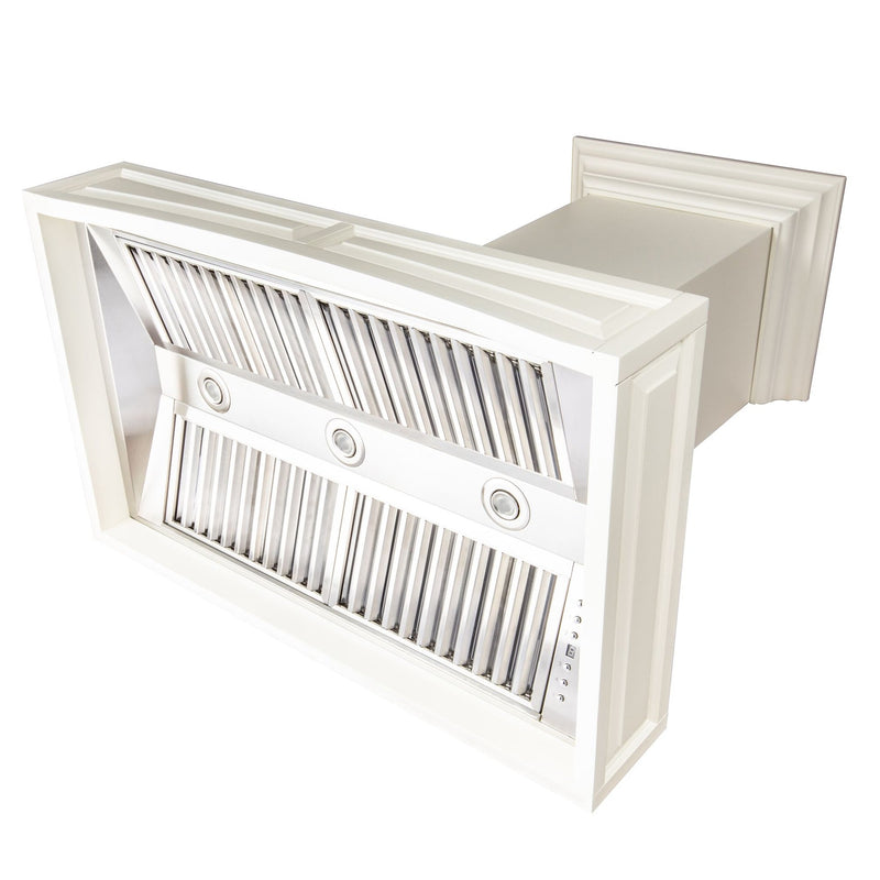 ZLINE Wooden Wall Mount Range Hood in White - Includes Motor