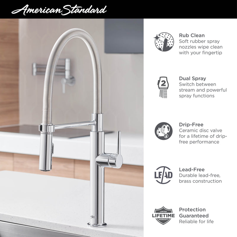 American Standard Studio S Semi-Pro Pull-Down Dual Spray Kitchen Faucet With Spring Spout