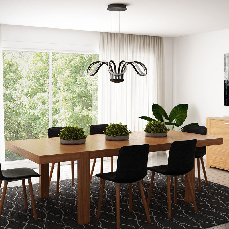 VONN Capella 30" VMC32420BL Multi-Modern Flower-Petal LED Chandelier in Black