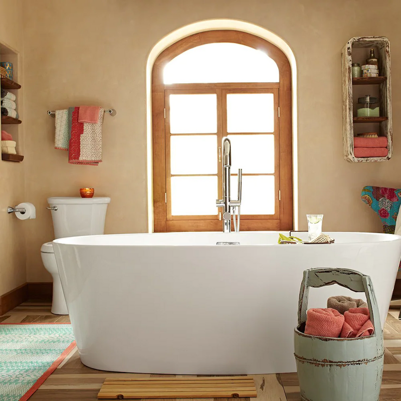 American Standard Coastal - Serin 68 x 31-Inch Freestanding Bathtub Center Drain With Integrated