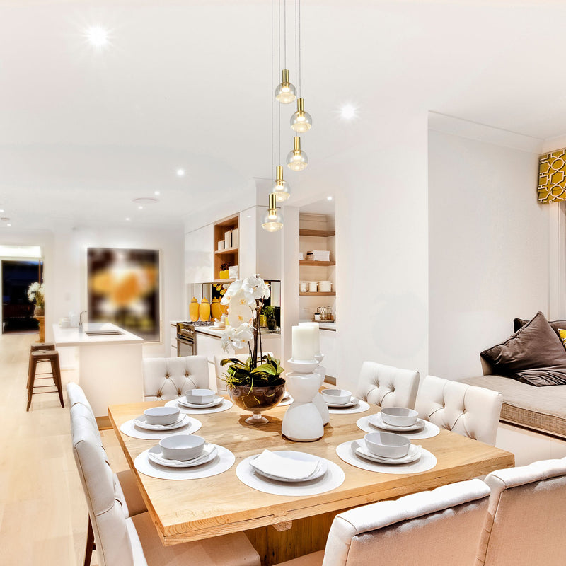 VONN Sienna 5-Light VAC3185BRS Integrated LED Chandelier with Globe Shades - Brass