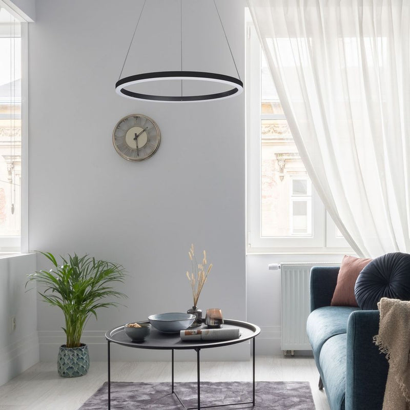 VONN Tania 24" VMC31640BL Modern Circular LED Chandelier with Adjustable Suspension in Black