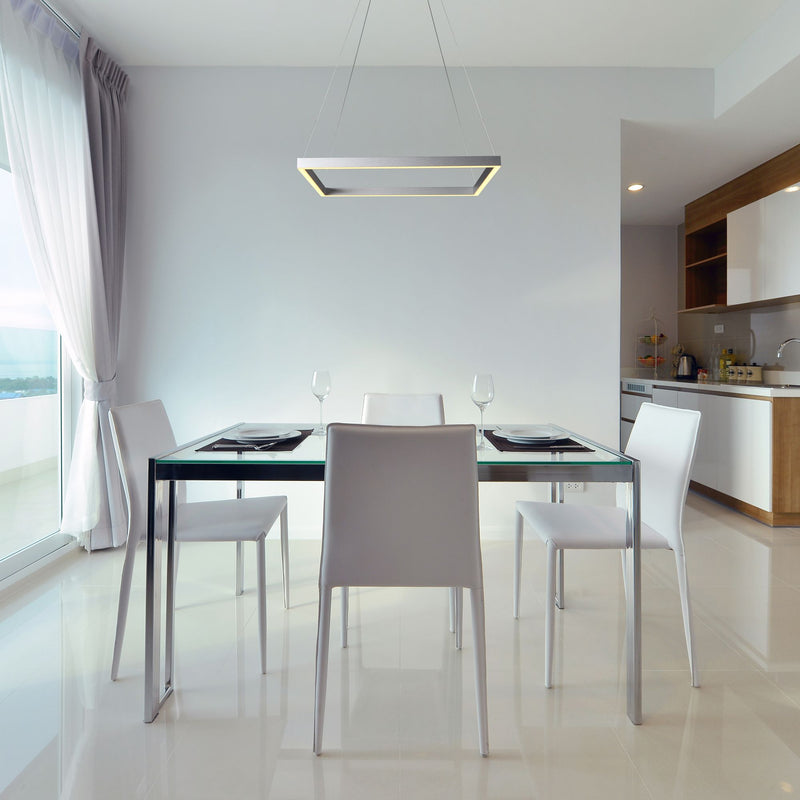VONN Atria 20" VMC31620AL Modern Square LED Chandelier with Adjustable Suspension in Silver