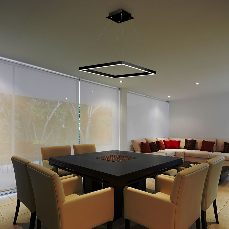 VONN Atria 20" VMC31620BL Modern Square LED Chandelier with Adjustable Suspension in Black