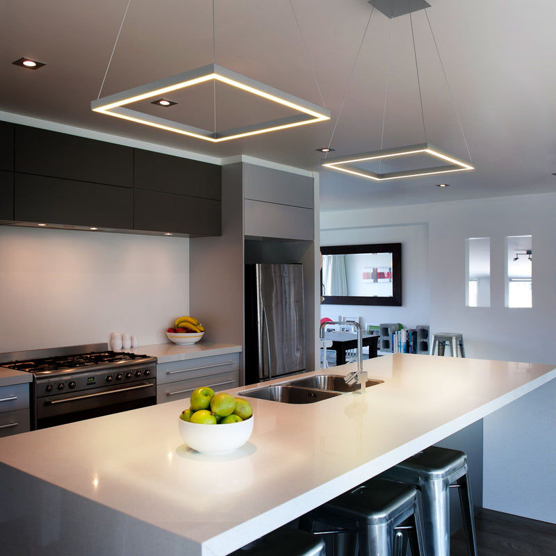 VONN Atria 20" VMC31620AL Modern Square LED Chandelier with Adjustable Suspension in Silver