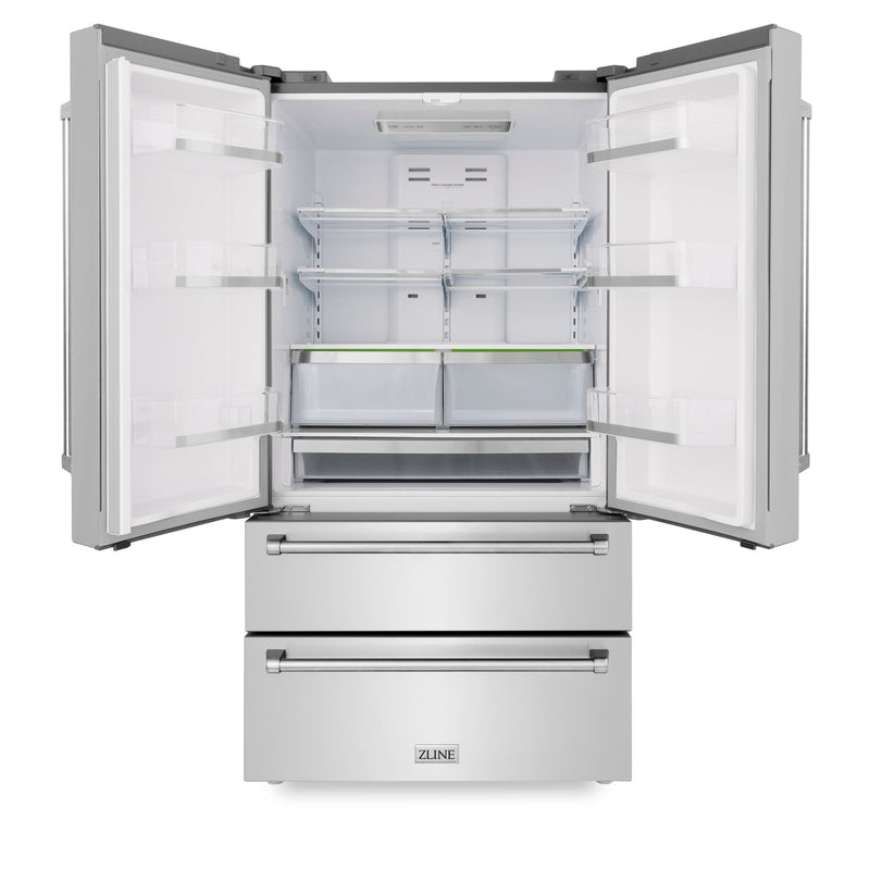 ZLINE 36" 22.5 cu. ft French Door Refrigerator with Ice Maker -  Stainless Steel (RFM-36)