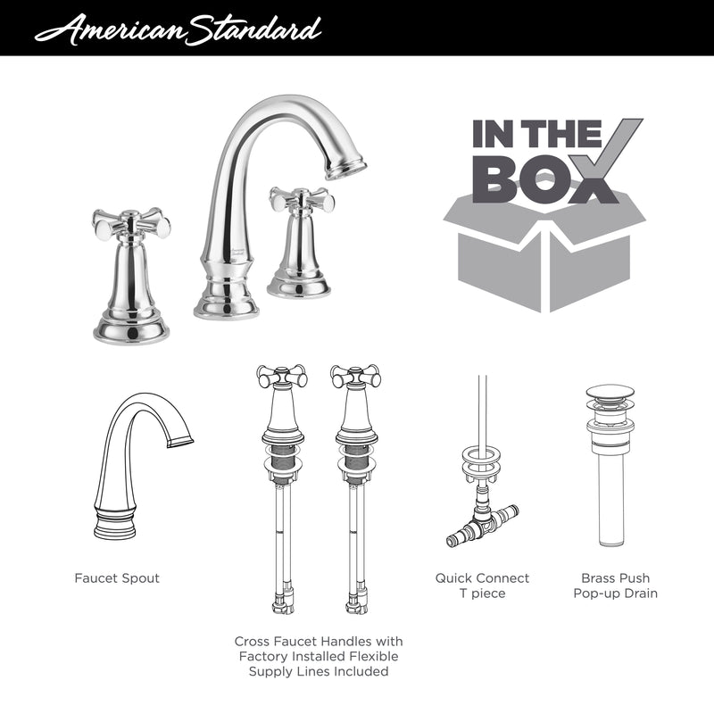 American Standard Delancey 8-Inch Widespread 2-Handle Bathroom Faucet 1.2 gpm/4.5 L/min With Cross Handles