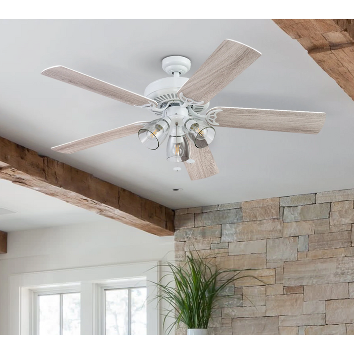 Prominence Home 52" Saybrook White Pull Chain Ceiling Fan