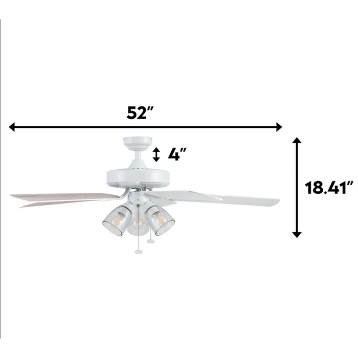 Prominence Home 52" Saybrook White Pull Chain Ceiling Fan