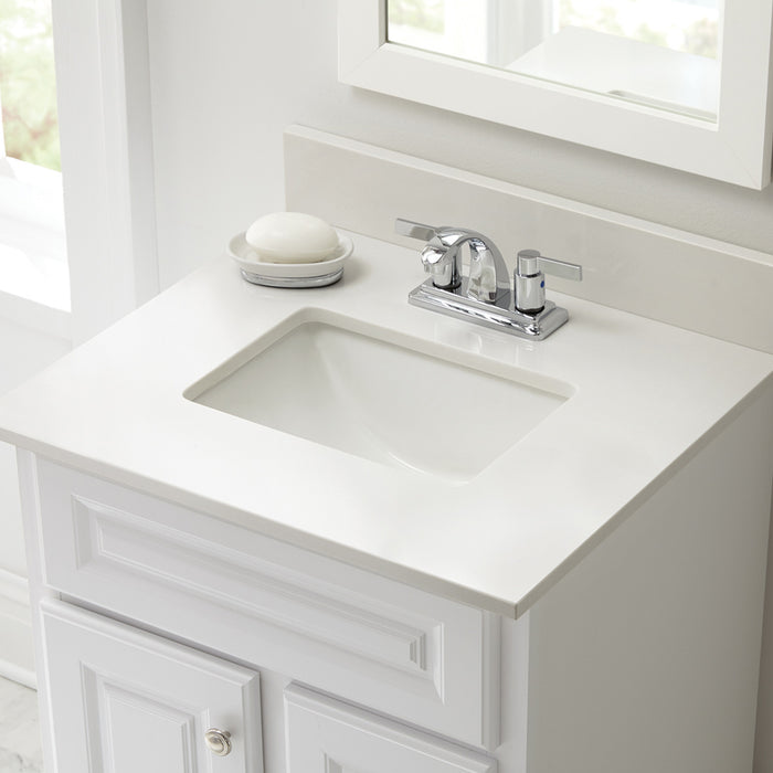 Cahaba 25  in. x 22 in. Winter White Engineered Stone Vanity Top & 4 in. Faucet Spread