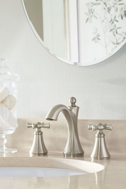 Moen Wynford Brushed Nickel Two-Handle High Arc Bathroom Faucet
