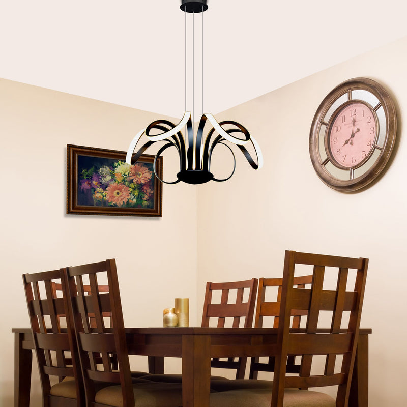 VONN Capella 30" VMC32420BL Multi-Modern Flower-Petal LED Chandelier in Black