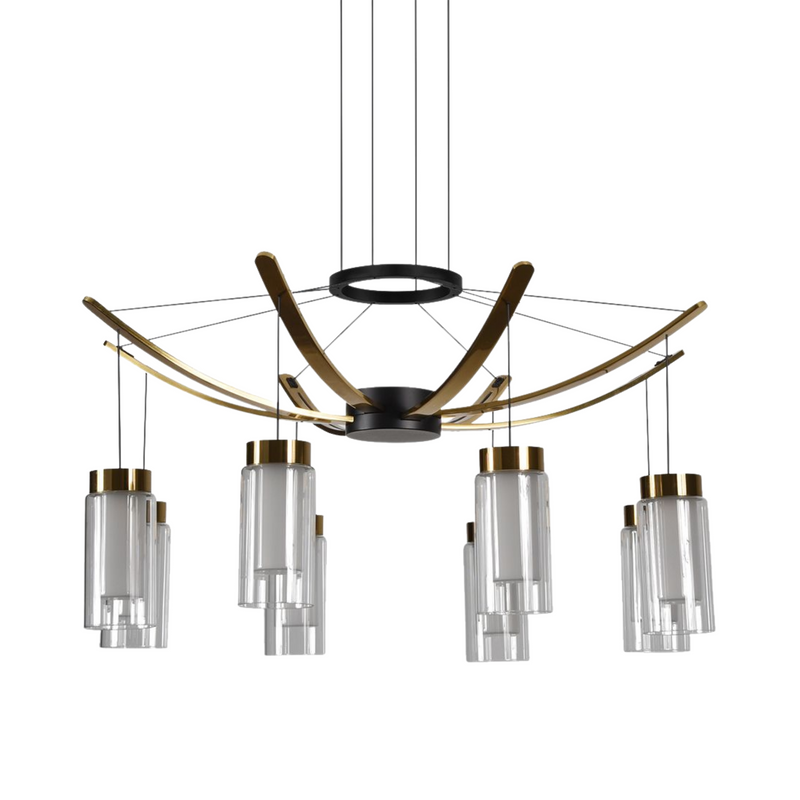 VONN Genoa 24" VAC3118BL Integrated LED Chandelier with 8 Glass Shades in Black
