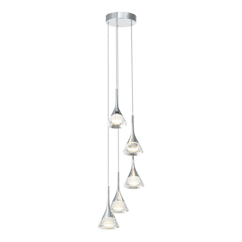 VONN Amalfi 5-Light VAC3215CH Integrated LED Chandelier with Cone Shades Polished Chrome