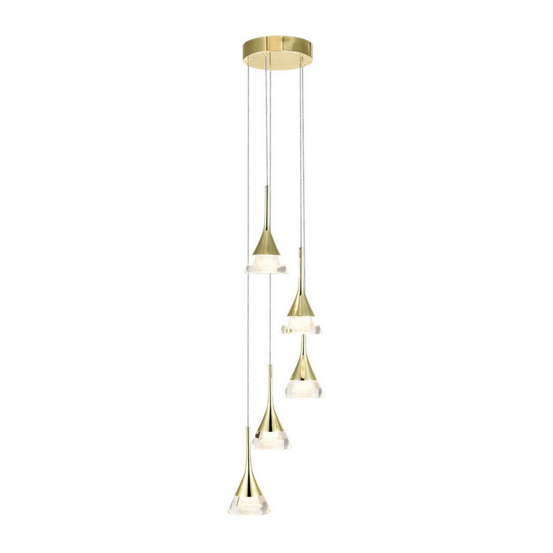 VONN Amalfi 5-Light VAC3215GL Integrated LED Chandelier with Cone Shades in Gold