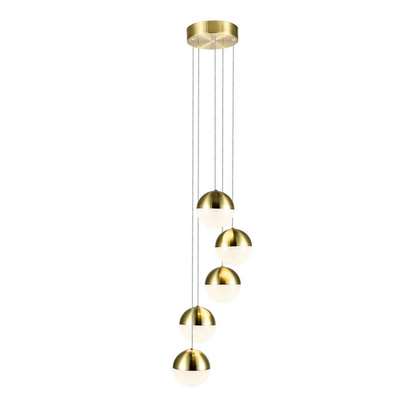 VONN Ravello 5-Light VAC3285BRS Integrated LED Chandelier with Globe Shades in Brass