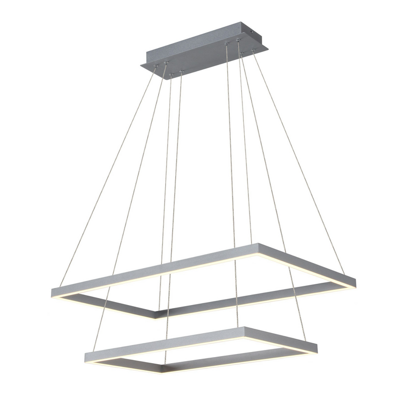 VONN Atria Duo 29" VMC31710AL Modern Two-Tier LED Chandelier with Adjustable Suspension in Silver