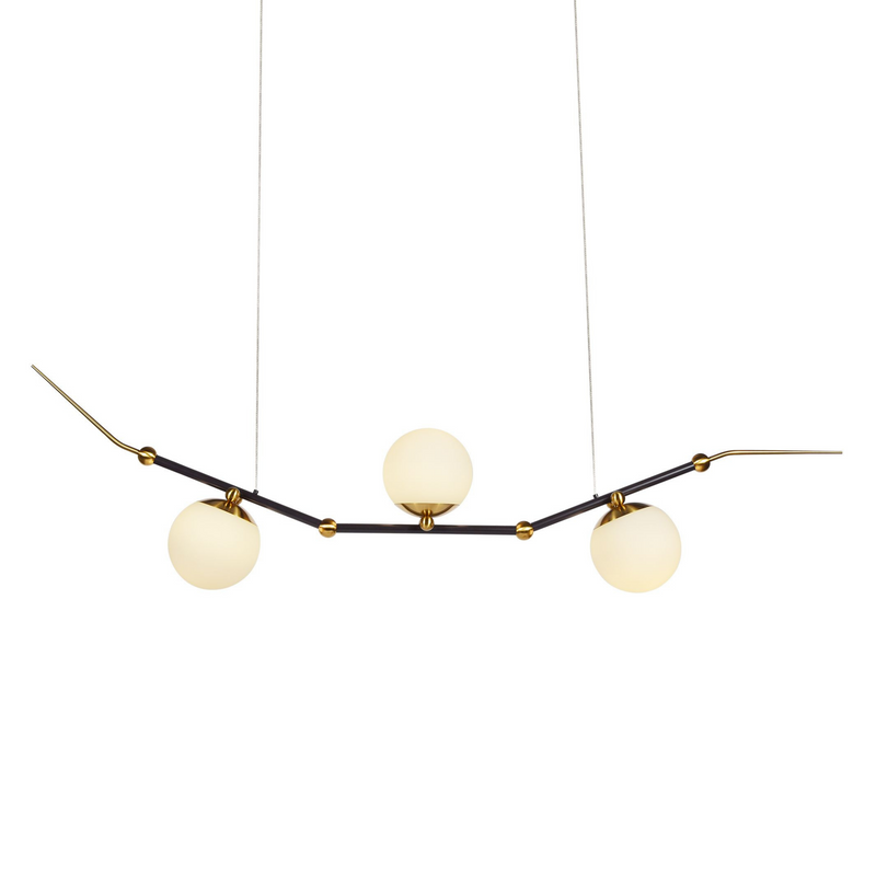 VONN Chianti 54" VAC3123AB Integrated LED Chandelier with 3 Glass Shades in Antique Brass