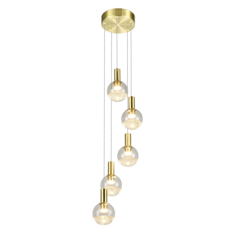 VONN Sienna 5-Light VAC3185BRS Integrated LED Chandelier with Globe Shades - Brass