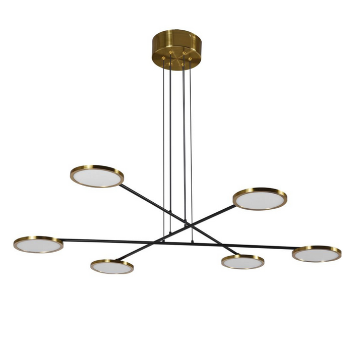 VONN Torino 39" VAC3196AB Integrated LED Chandelier with Rotating LED Disks in Antique Brass