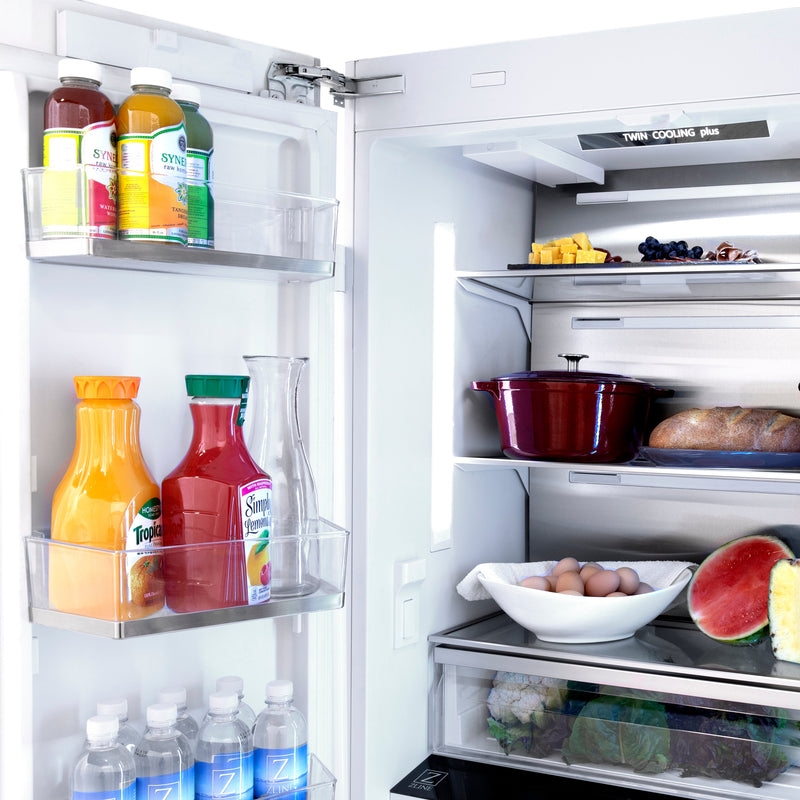 ZLINE 36" Built-In 3-Door French Door Refrigerator with Internal Water and Ice Dispenser in Stainless Steel