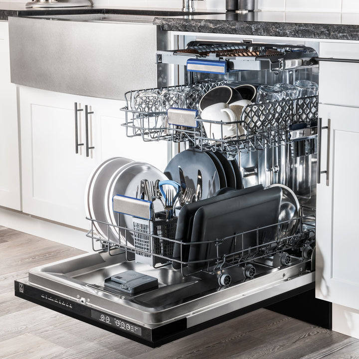 ZLINE Autograph Edition 18” Compact 3rd Rack Top Control Dishwasher in Black Stainless Steel 51dBa