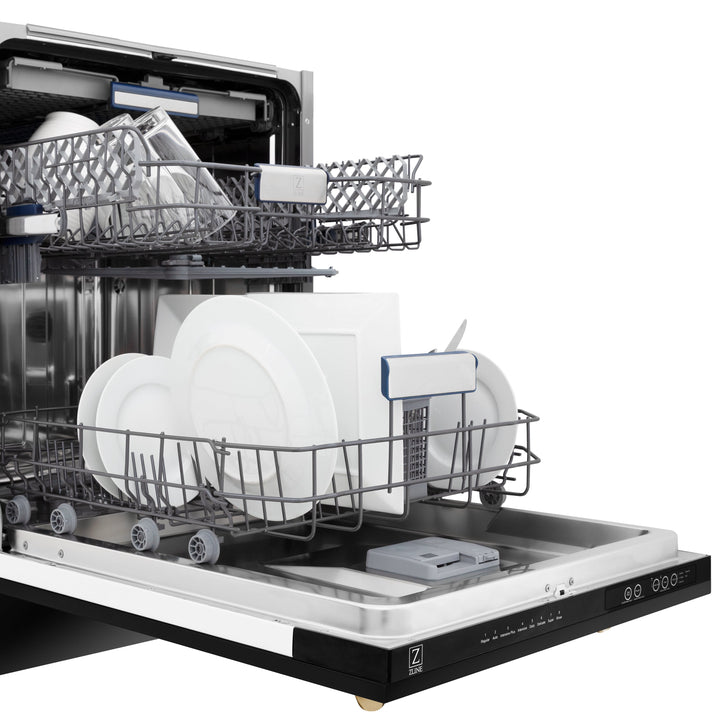 ZLINE Autograph Edition 18” Compact 3rd Rack Top Control Dishwasher in Black Stainless Steel 51dBa