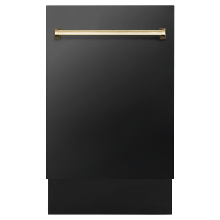 ZLINE Autograph Edition 18” Compact 3rd Rack Top Control Dishwasher in Black Stainless Steel 51dBa