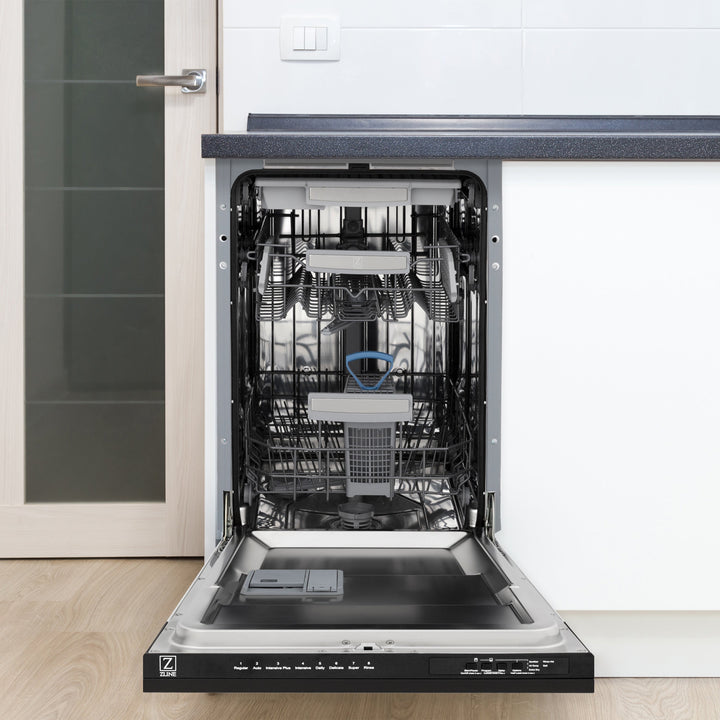 ZLINE Autograph Edition 18” Compact 3rd Rack Top Control Dishwasher in Black Stainless Steel 51dBa