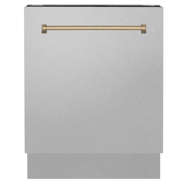 ZLINE Autograph Edition 24in 3rd Rack Top Control Tall Tub Dishwasher in DuraSnow Stainless Steel with Accent Handle