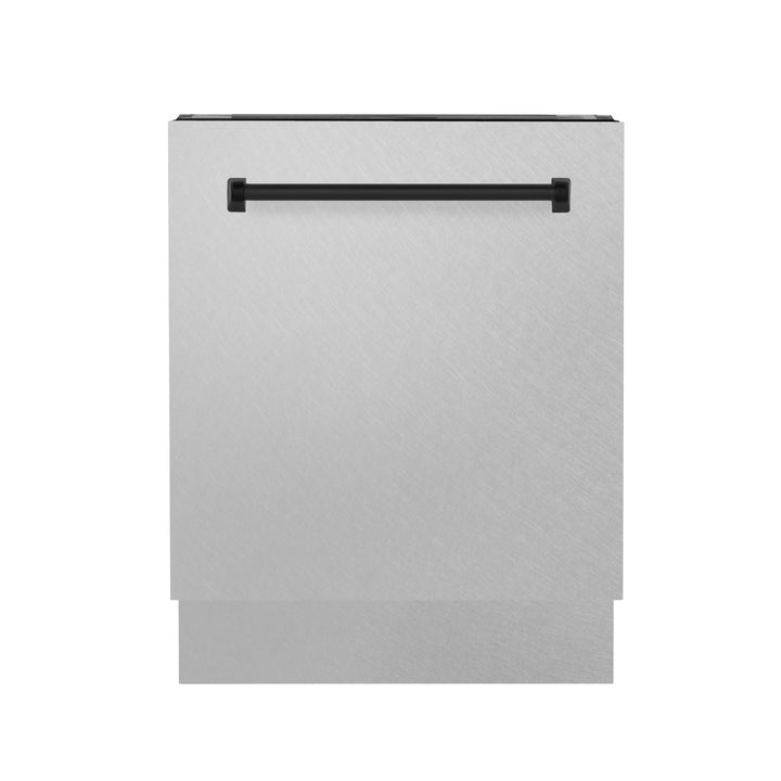 ZLINE Autograph Edition 24in 3rd Rack Top Control Tall Tub Dishwasher in DuraSnow Stainless Steel with Accent Handle