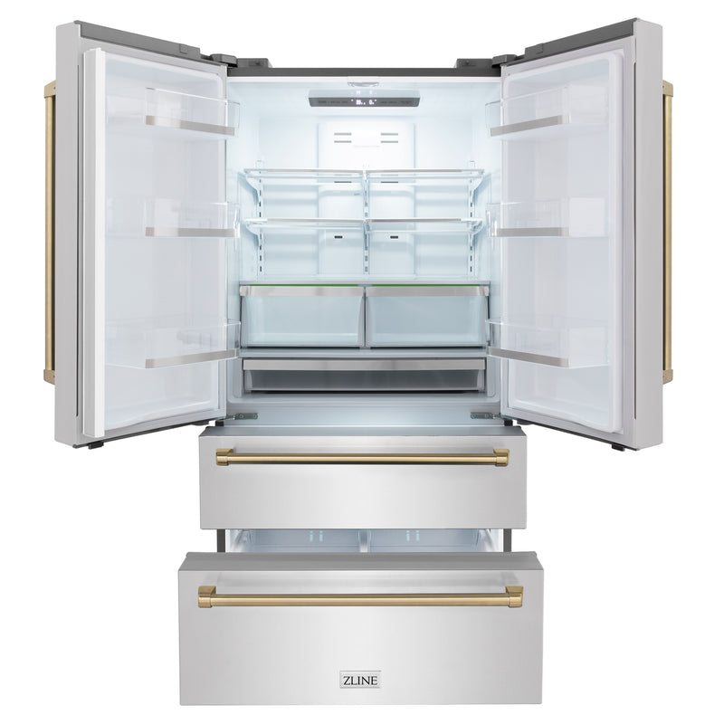 ZLINE 36" Autograph Edition 22.5 cu. ft French Door Refrigerator with Ice Maker - Stainless Steel